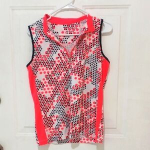 Tall White Label, Women's Polka Dot Tank Top - Coral and Black